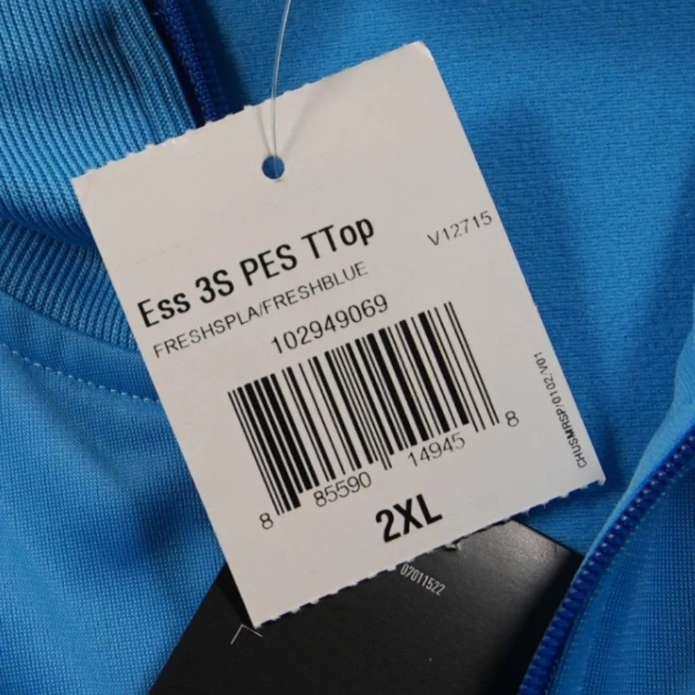 Adidas Ess 3S PES Full Zip Mock Neck Men Track Jacket 2XL Blue Black Argentina